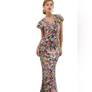 NWOT ASOS Dusty Daze Maxi Dress with Ruched Bust Detail